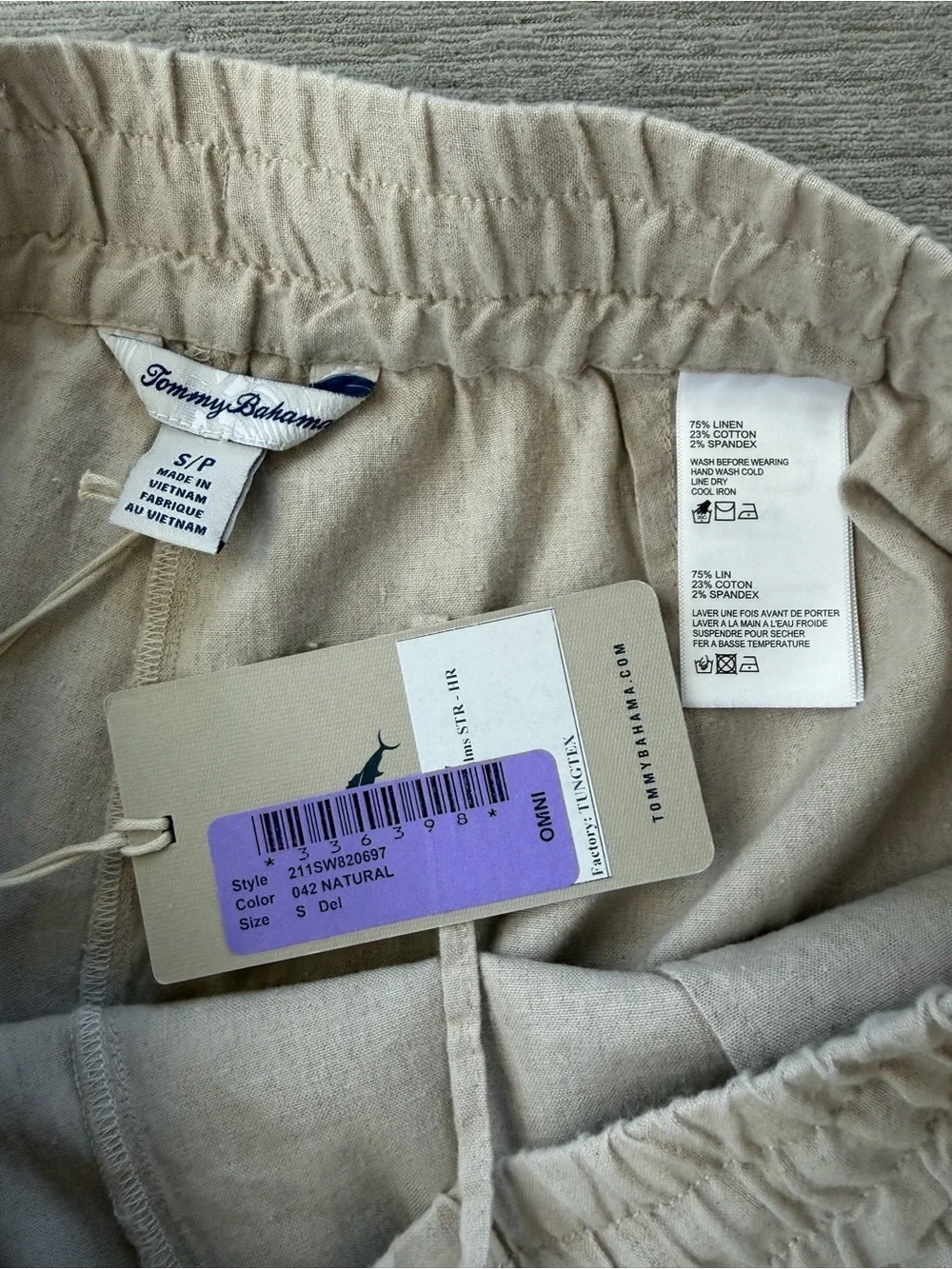 Tommy Bahama Linen Blend Drawstring Shorts Small Petite NWT Natural - Picture 8 of 8